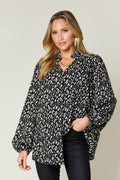 Double Take Full Size Leopard Long Sleeve Blouse - Hovatok