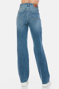 Judy Blue Full Size Tummy Control Cut Raw Hem Straight Jeans - Hovatok
