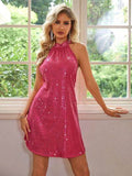 Sequin Halter Neck Mini Dress - Hovatok