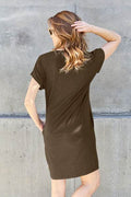 Basic Bae Full Size Round Neck Short Sleeve Dress with Pockets - Hovatok