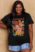 Simply Love Full Size GRATEFUL Flower Graphic Cotton T-Shirt - Hovatok