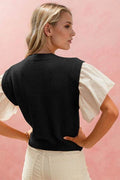 Oh Full Size Ruffled Round Neck Short Sleeve Sweater - Hovatok