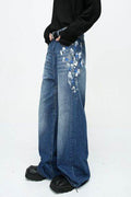 Watercolor Wide Leg Jeans with Pockets - Hovatok