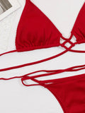 Halter Neck Crisscross Ribbed Bikini Set - Hovatok