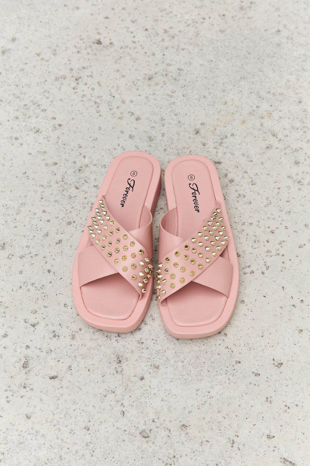 Forever Link Studded Cross Strap Sandals in Blush - Hovatok
