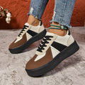 Lace Up Round Toe Contrast Sneakers - Hovatok