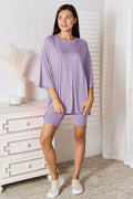 Basic Bae Full Size Soft Rayon Three-Quarter Sleeve Top and Shorts Set - Hovatok