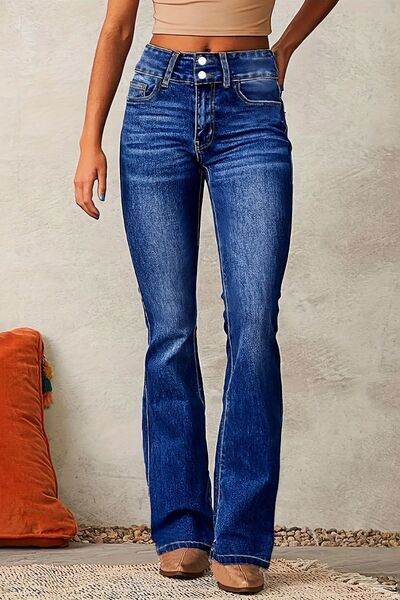 Cat Whisker Washed Bootcut Jeans - Hovatok