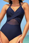 Crisscross Halter Neck One-Piece Swimwear - Hovatok