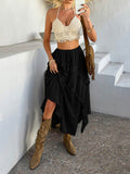 Devine Slit Drawstring Ruffled Skirt - Hovatok