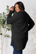 Basic Bae Full Size Ribbed Round Neck Long Sleeve Slit Top - Hovatok