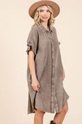 Mittoshop Mineral Wash Cotton Gauze Mini Shirt Dress - Hovatok
