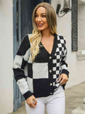 Angel Wings Plaid V-Neck Dropped Shoulder Cardigan - Hovatok