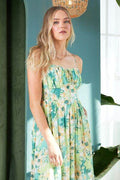 Mittoshop Floral Smocked Back Ruffled Hem Maxi Cami Dress - Hovatok