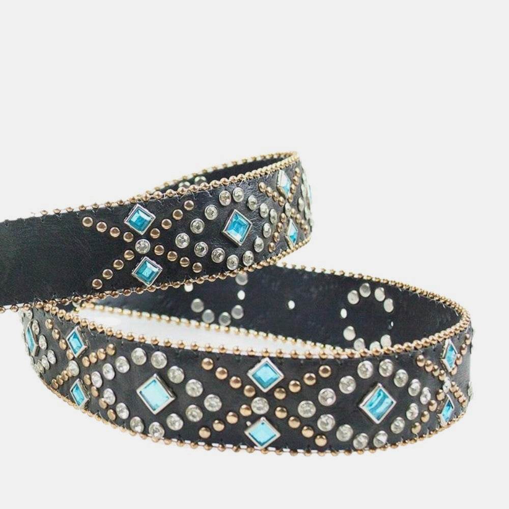 Rhinestone PU Leather Belt - Hovatok