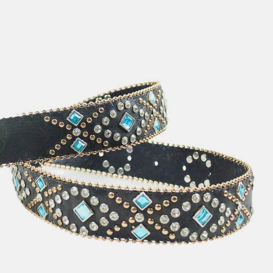 Rhinestone PU Leather Belt - Hovatok