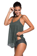 Full Size Spaghetti Strap Scoop Neck Tankini Set - Hovatok