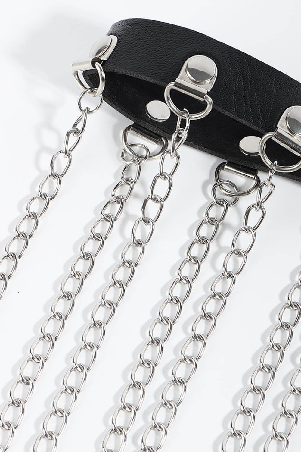 Fringed Chain PU Leather Belt - Hovatok