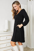 Double Take Scoop Neck Empire Waist Long Sleeve Magic Dress - Hovatok