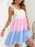 Color Block Spaghetti Strap Cover-Up Dress - Hovatok
