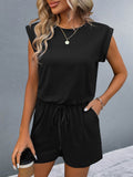 Round Neck Cap Sleeve Romper - Hovatok