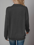 Double Take Striped Half Zip Long Sleeve T-Shirt - Hovatok