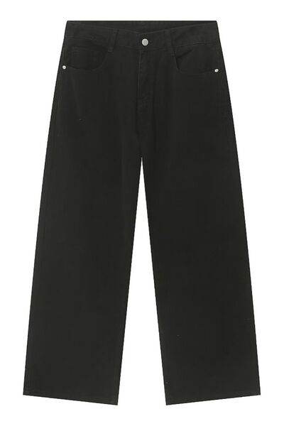 Pocketed Wide Leg Men's Jeans - Hovatok