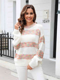 Angel Wings Striped Drop Shoulder Sweater - Hovatok