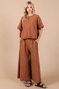 Ces Femme Half Button Half Sleeve Top and Pants Set - Hovatok