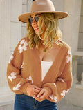 Angel Wings Flower Open Front Long Sleeve Cardigan - Hovatok