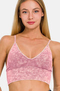 Zenana Washed Ribbed Bra Padded Cami - Hovatok