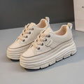 Lace Up Round Toe Platform Sneakers - Hovatok