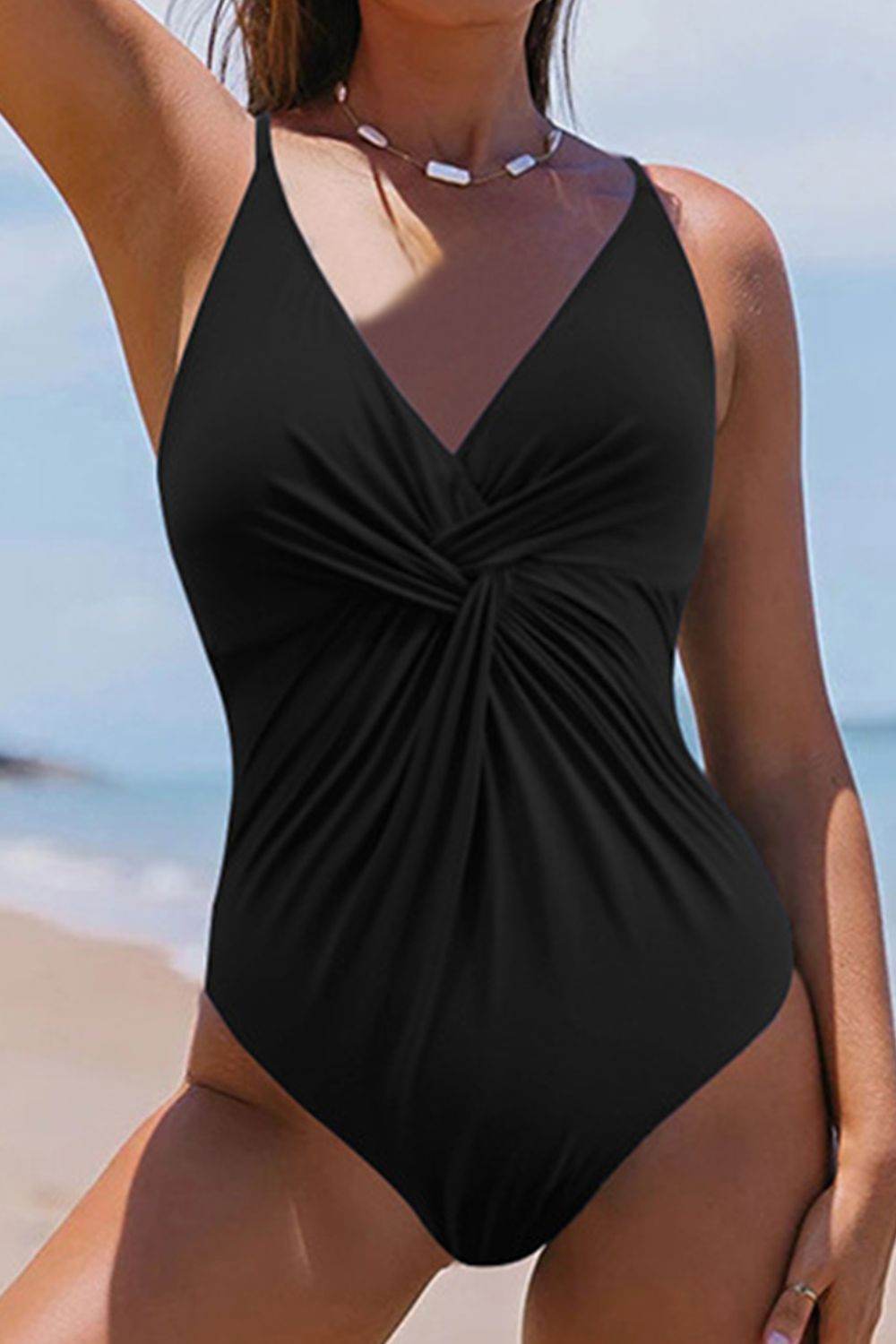Twisted Crisscross V-Neck One-Piece Swimwear - Hovatok