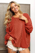 BiBi Checkered Spliced Long Sleeve Top - Hovatok