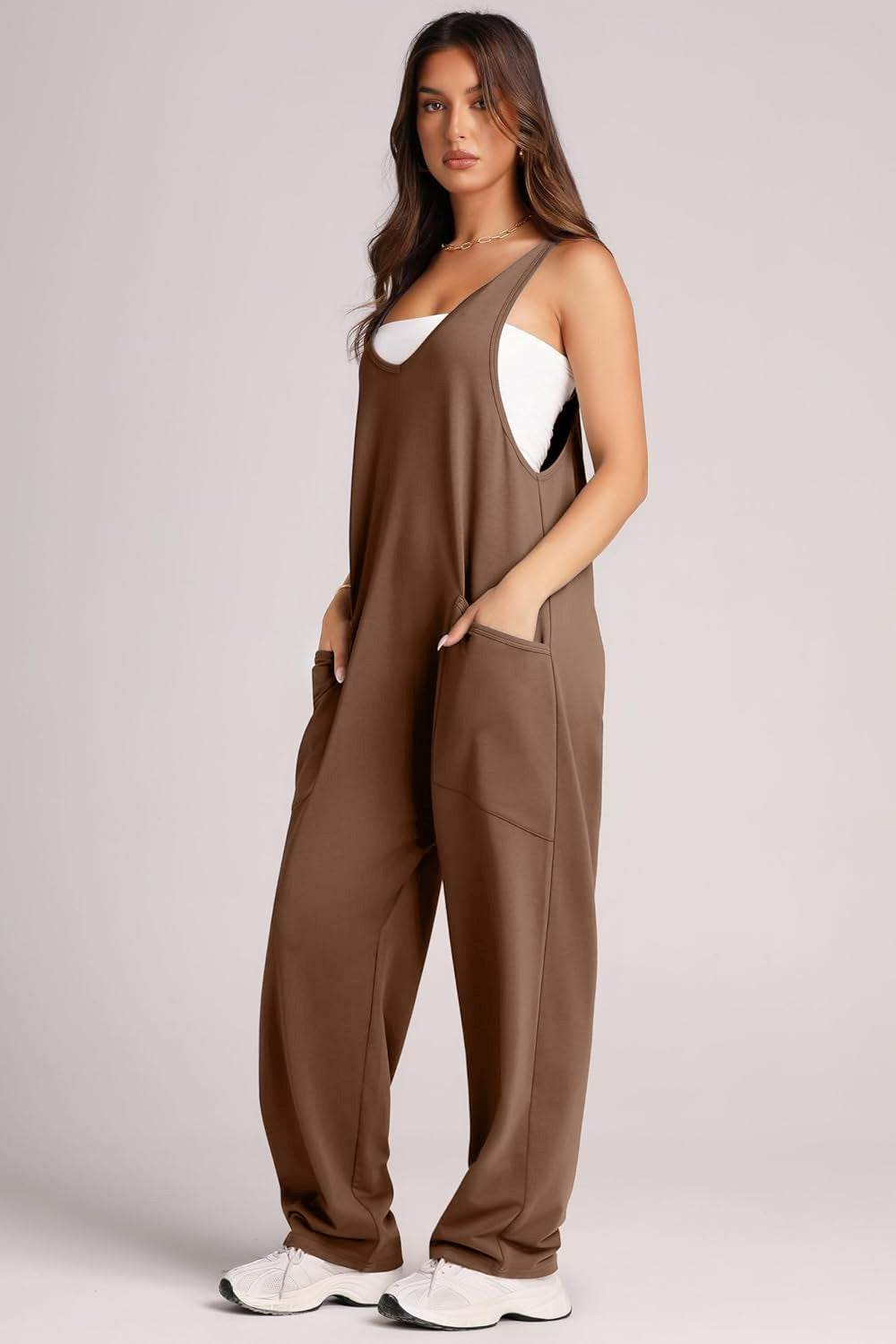 Lovelet Wide Strap Jumpsuit with Pockets - Hovatok