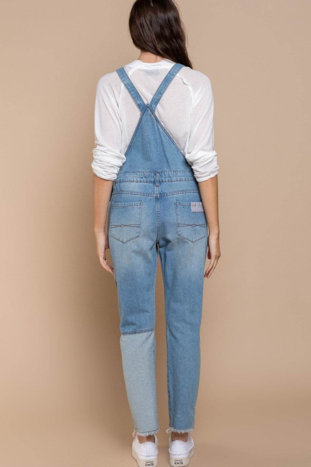 POL Front Chest Zipper Slim Leg Denim Overalls - Hovatok