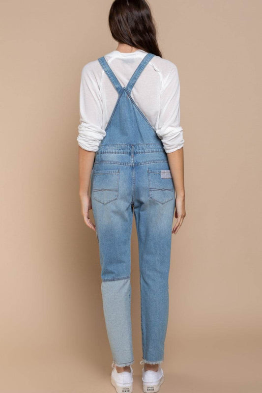POL Front Chest Zipper Slim Leg Denim Overalls - Hovatok