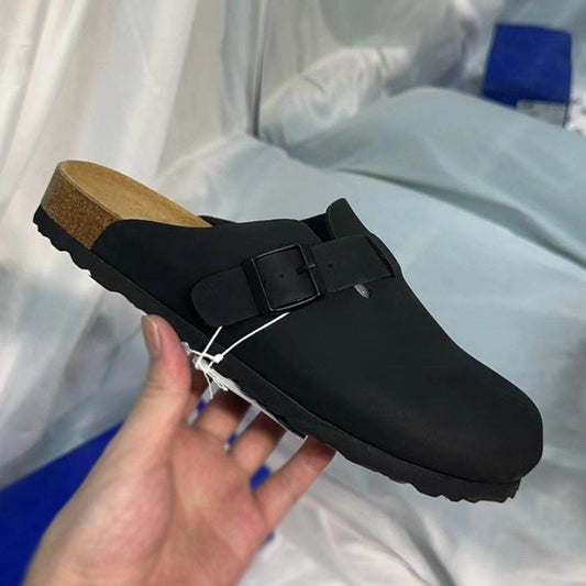 Round Toe Flat Buckle Slip-Ons - Hovatok