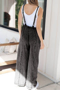 Frayed Exposed Seam Wide Leg Denim Overalls - Hovatok