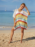 Angel Wings Cutout Striped Cover-Up with Tassel - Hovatok