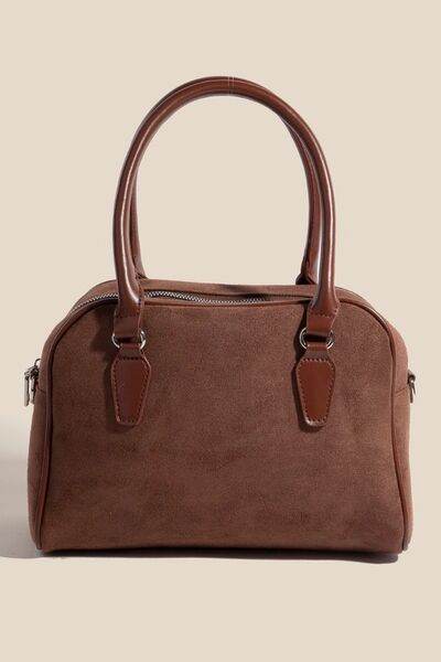 Fame Faux Leather Handle Boxy Handbag - Hovatok