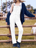 Square Neck Wide Strap Denim Overalls - Hovatok