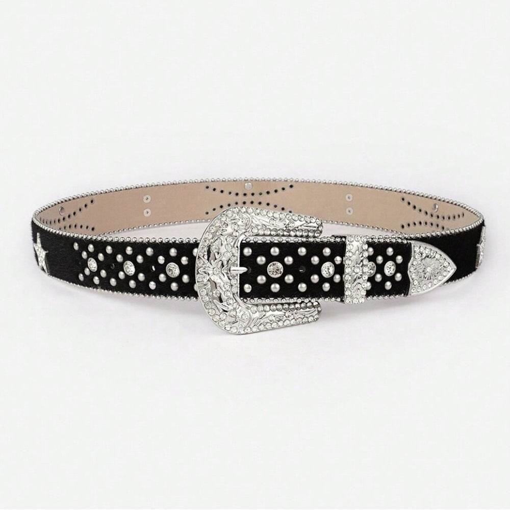 PU Leather Inlaid Rhinestone Belt - Hovatok