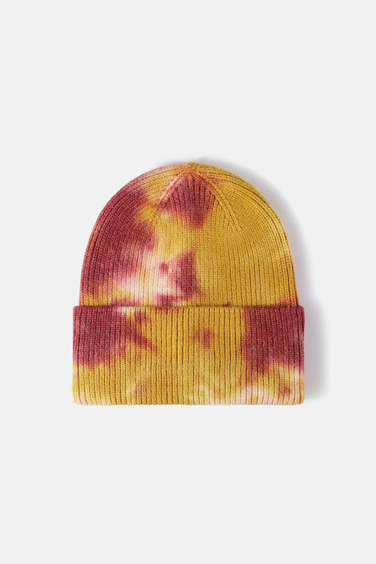 Tie-Dye Cuffed Rib-Knit Beanie Hat - Hovatok