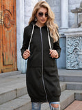 Ivy Lane Full Size Zip-Up Longline Hoodie with Pockets - Hovatok