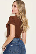 Basic Bae Full Size Ribbed Round Neck Short Sleeve T-Shirt - Hovatok