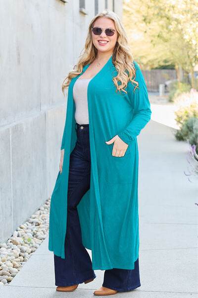 Basic Bae Full Size Open Front Long Sleeve Cover Up - Hovatok