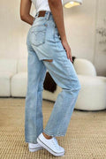Judy Blue Full Size High Waist Distressed Straight Jeans - Hovatok