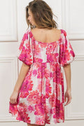 BiBi Floral Square Neck Puff Sleeve Mini Dress - Hovatok