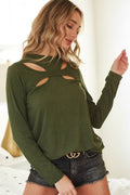 BiBi Butterfly Looking Cutout Rib Knit Top - Hovatok
